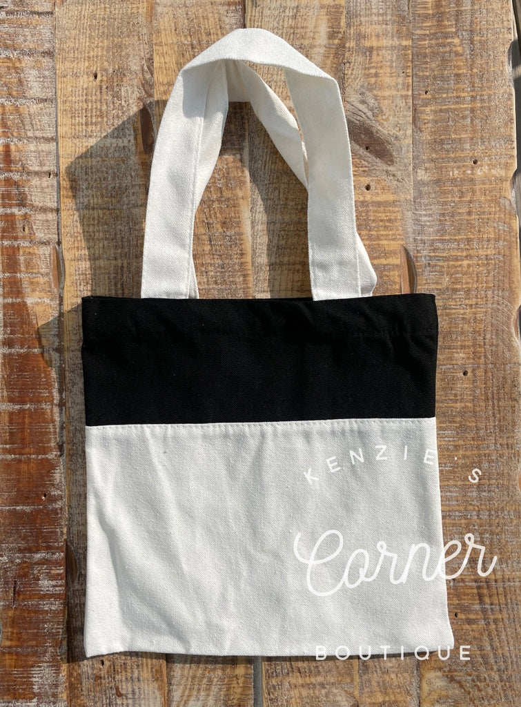 Blank black top sublimation canvas tote bag