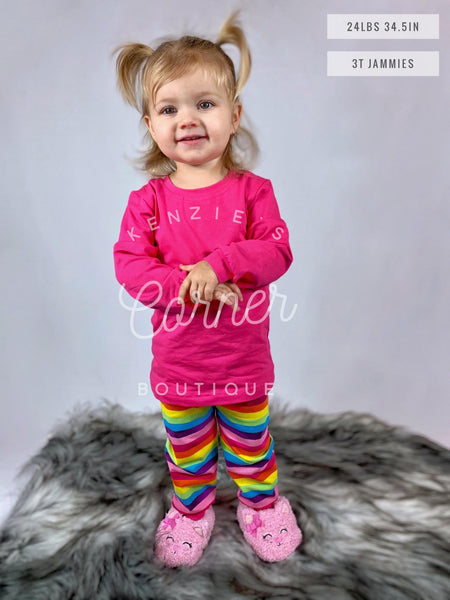 Rainbow and hot pink pajamas (B13)