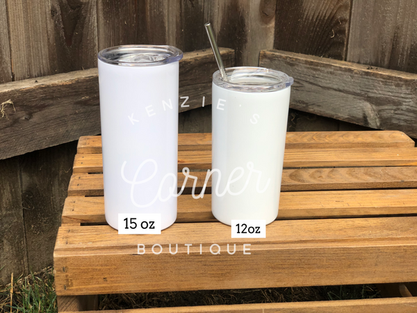 Blank 15 ounce straight skinny tumblers for sublimation