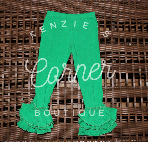 Green bell ruffle pants