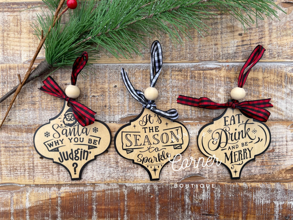 4797 Berlin Sublimation wood ornament w/red ribbon 3.95” x 2.74”, 25 each