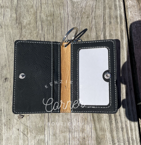 Black laserable leatherette KEYCHAIN wallet