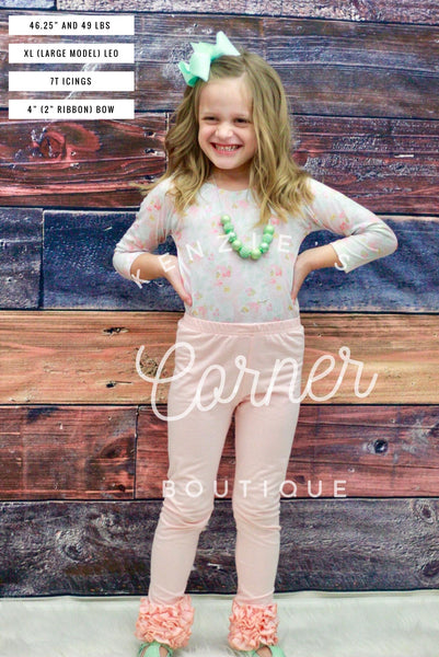 Pastel Watercolor Floral Long sleeve Leotard with snaps LARGE MODEL
