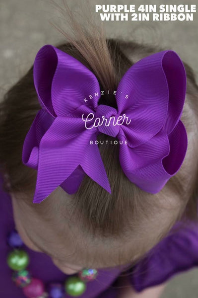 Purple 4 inch bow with 2 inch ribbon