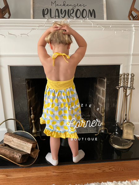 Lemon tie back dress