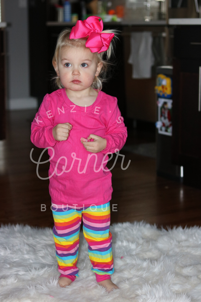 Rainbow and hot pink pajamas (B13)