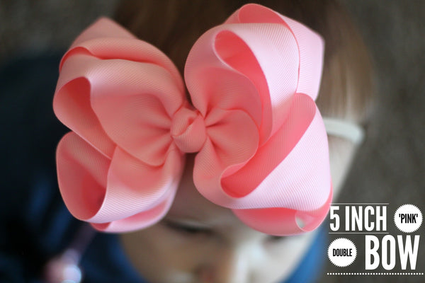 Pink 5 inch double bow