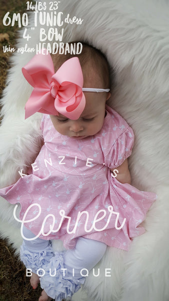 Pink 4 inch bow with 2 inch ribbon