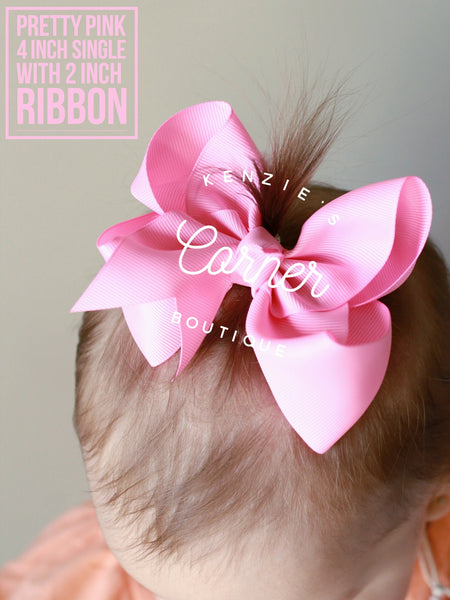 Pretty Pink 4 inch bow with 2 inch ribbon